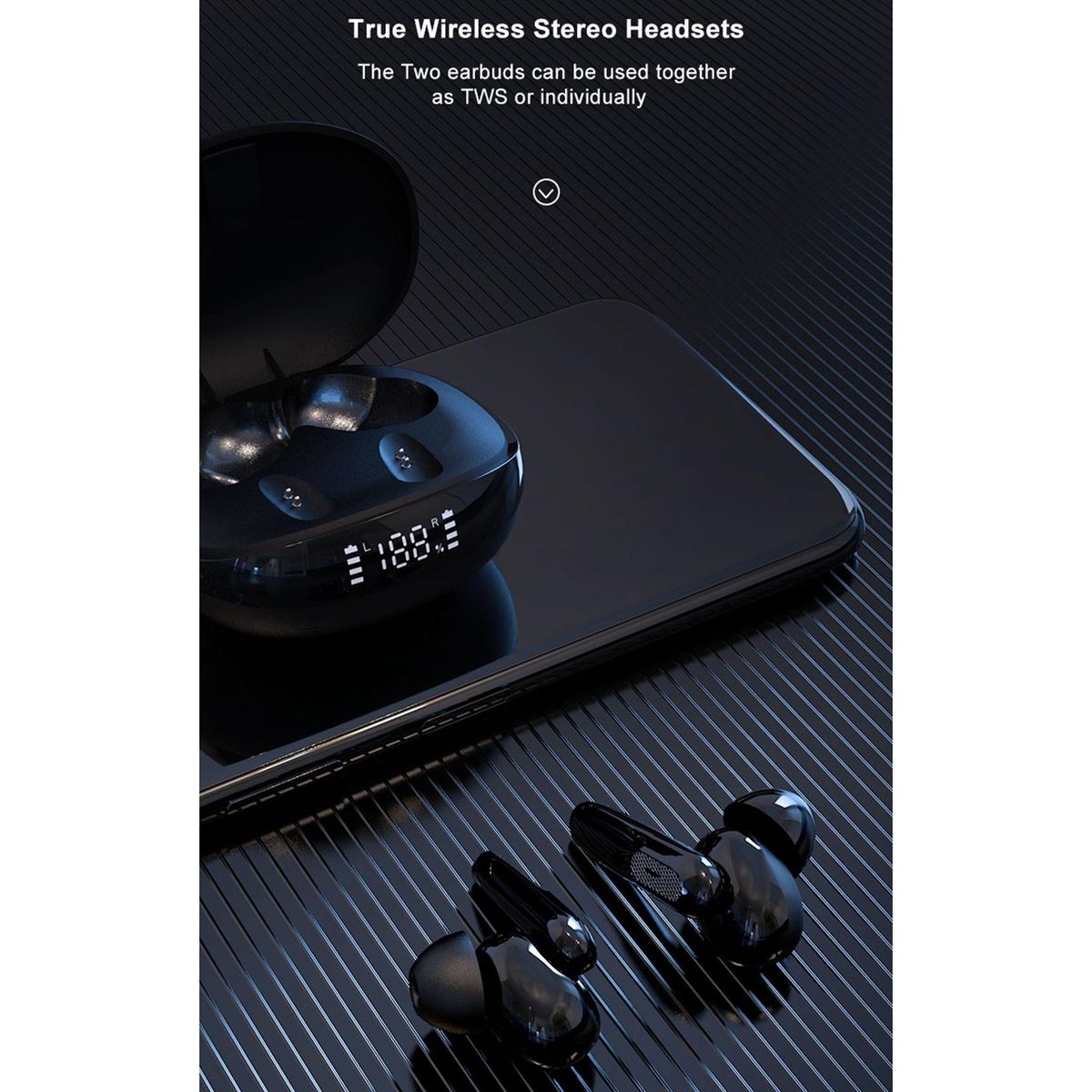 True Wireless Stereo BT 5.3 Wireless Headphones Mini Smart In-Ear Sport Headset Earbuds