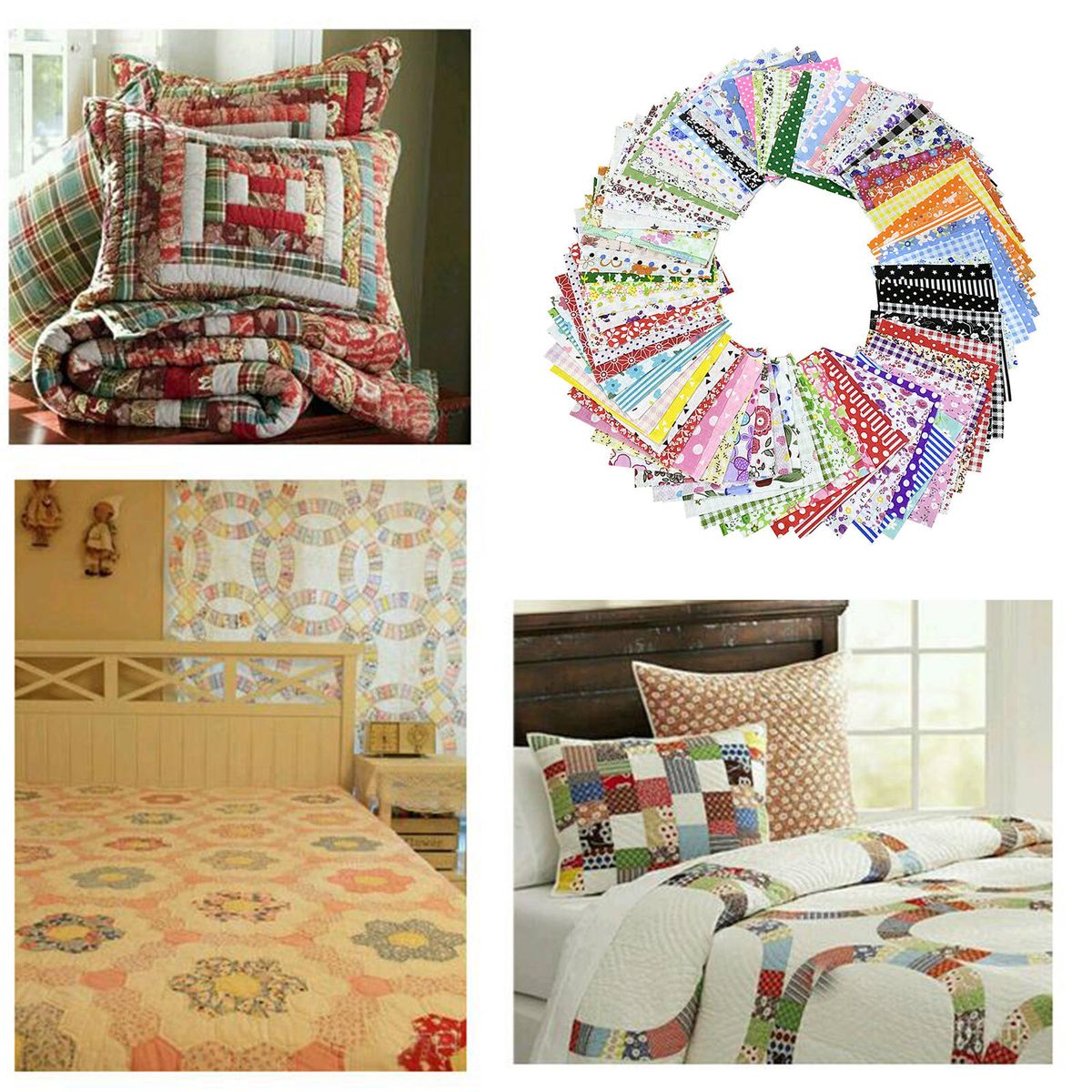 100pcs 100% Cotton Fabric Bundle PreCut  Squares Sheets