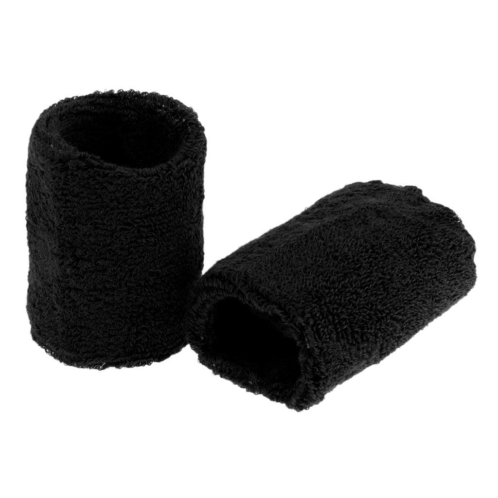 2Pcs Unisex Cotton Sweat Band Sweatband Wristband Basketball Black