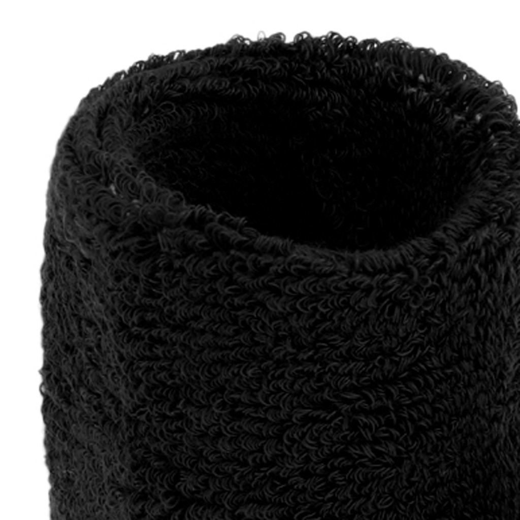 2Pcs Unisex Cotton Sweat Band Sweatband Wristband Basketball Black