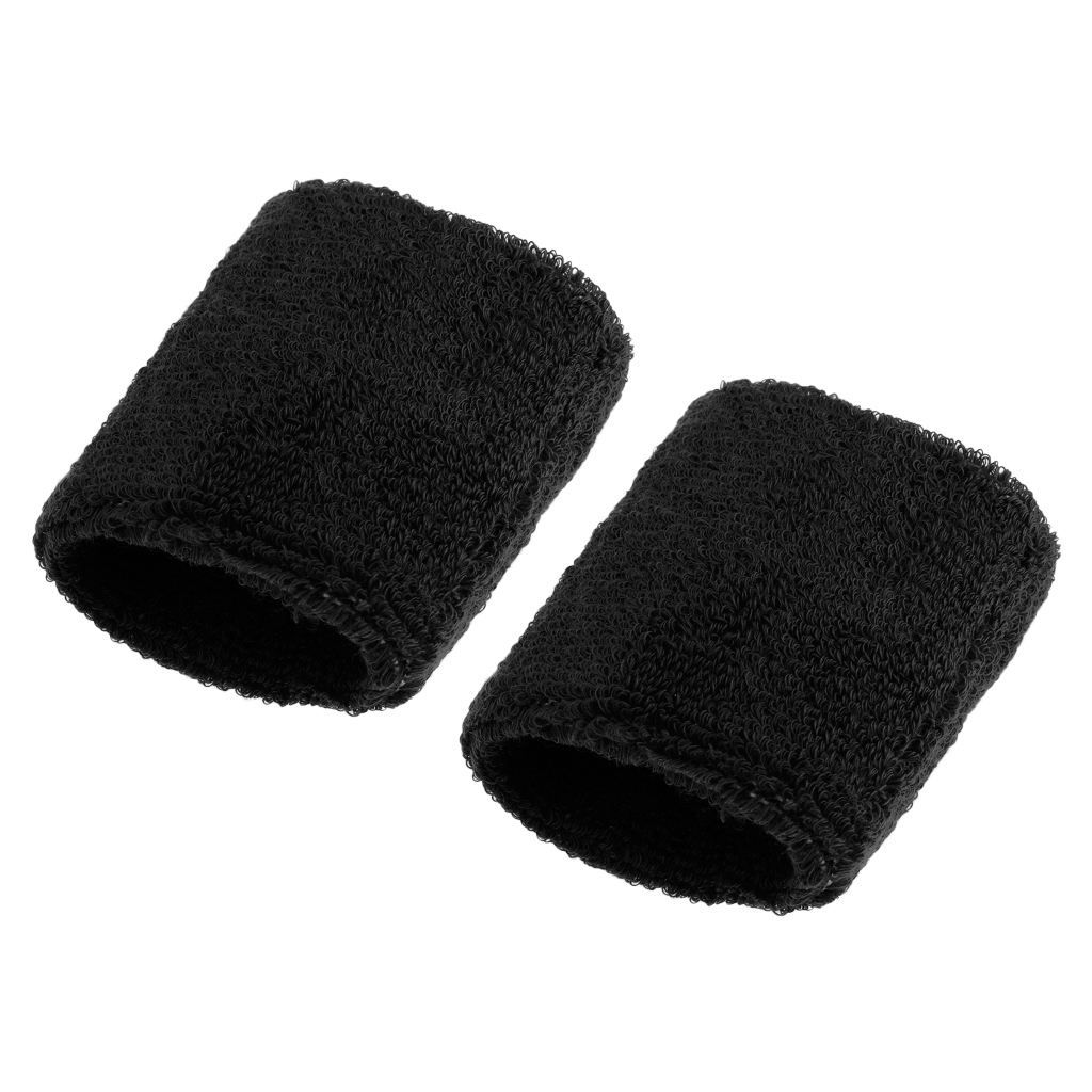 2Pcs Unisex Cotton Sweat Band Sweatband Wristband Basketball Black