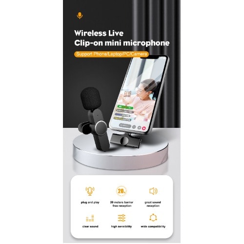 Wireless Lavalier Microphone Mic System For Youtube Facebook Live Stream