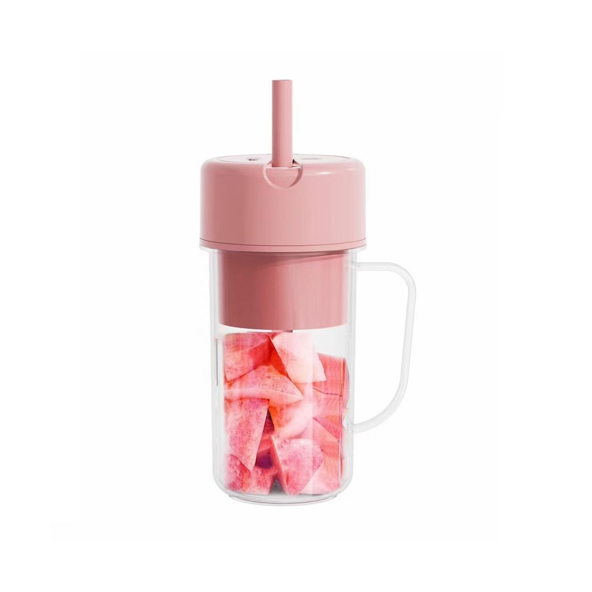 Electric Juicer Mini Portable Blender Fruit Mixers Extractors Multifunction Juice Maker Machine Blender with Straw Pink
