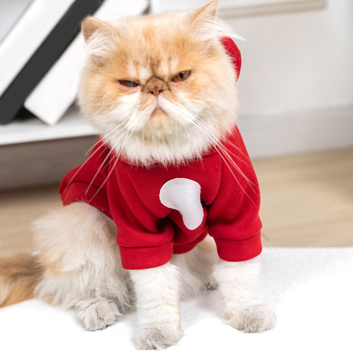Pet Sweatshirt Bear Ear Cat Dog Hooded Two-legged Pullover Purplish Red