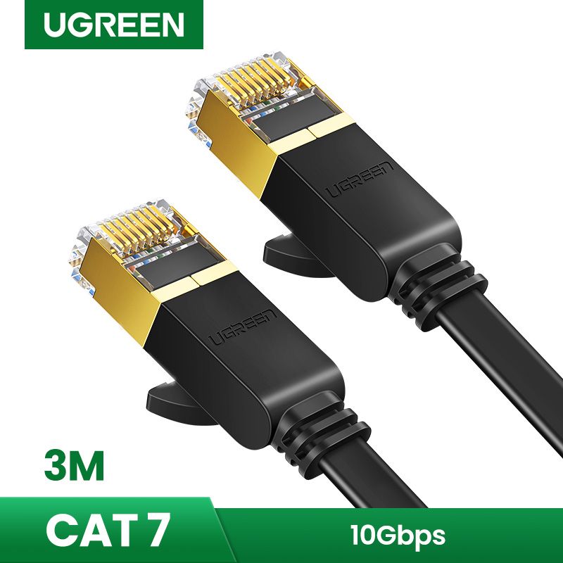 Cat 7 Ethernet Cable 10Gbps RJ45 LAN Internet Flat Cord 3M