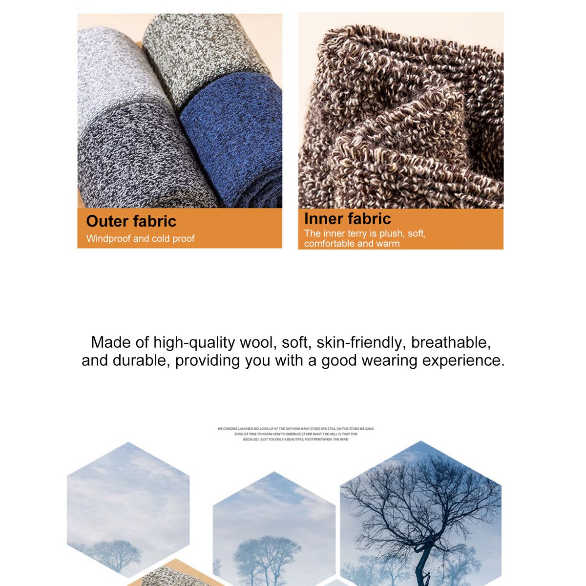 Men's Winter Wool Socks Soft Warm Thick Wool Socks For Cold