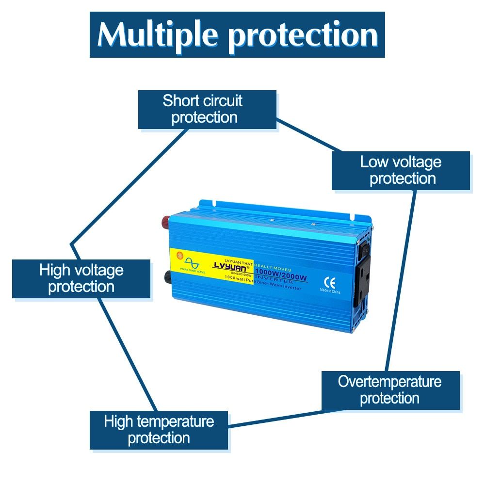 Pure Sine Wave Power Inverter DC12V To 110V-230V 2000W Peak Home/Car Full Portable AU/UK/EU/Universal/US Socket-12V 220V Universal