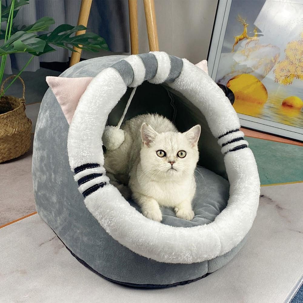 Cat Bed Warm Pet Basket Kitten Lounger for Washable Cave