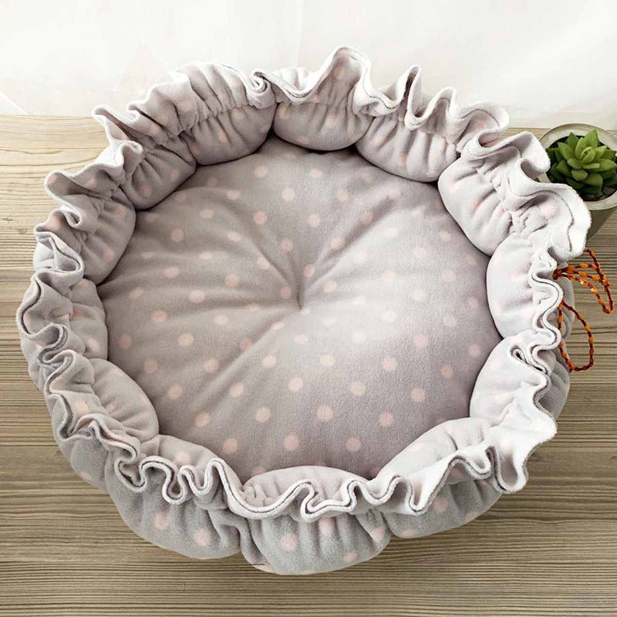 Comfy Pet Dog Cat Bed Adjustable Mat Warm Sleeping Light Grey Dot