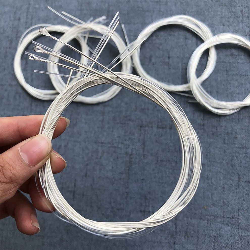 MT Classical Guitar Strings 6pcs/set Silver-Plated Copper Clear Nylon Strings-White