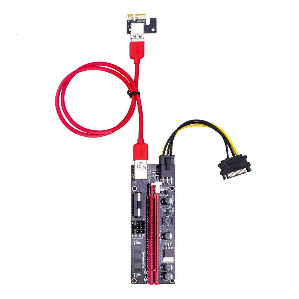 1/2/4Pcs PCI-E Pcie Riser 009S Express 1X 4x 8x 16x Extender Riser Dual 6Pin PCI E Adapter Card SATA 15pin For BTC Miner