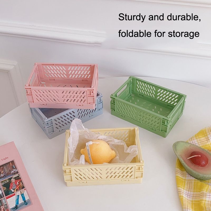 3 PCS Folding Plastic Storage Box, Size: Large (Lake Blue)