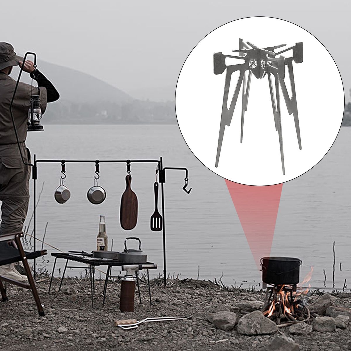 Incinerator Base Campfire Pot Stand Camp Stove Stand Stainless Steel