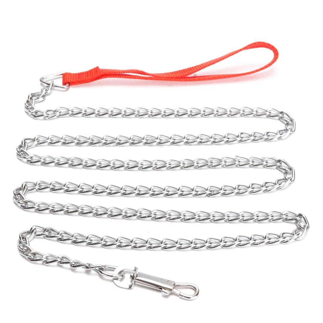 1.6m Heavy Duty Metal Chain Dog Puppy Walking Lead Clip Red