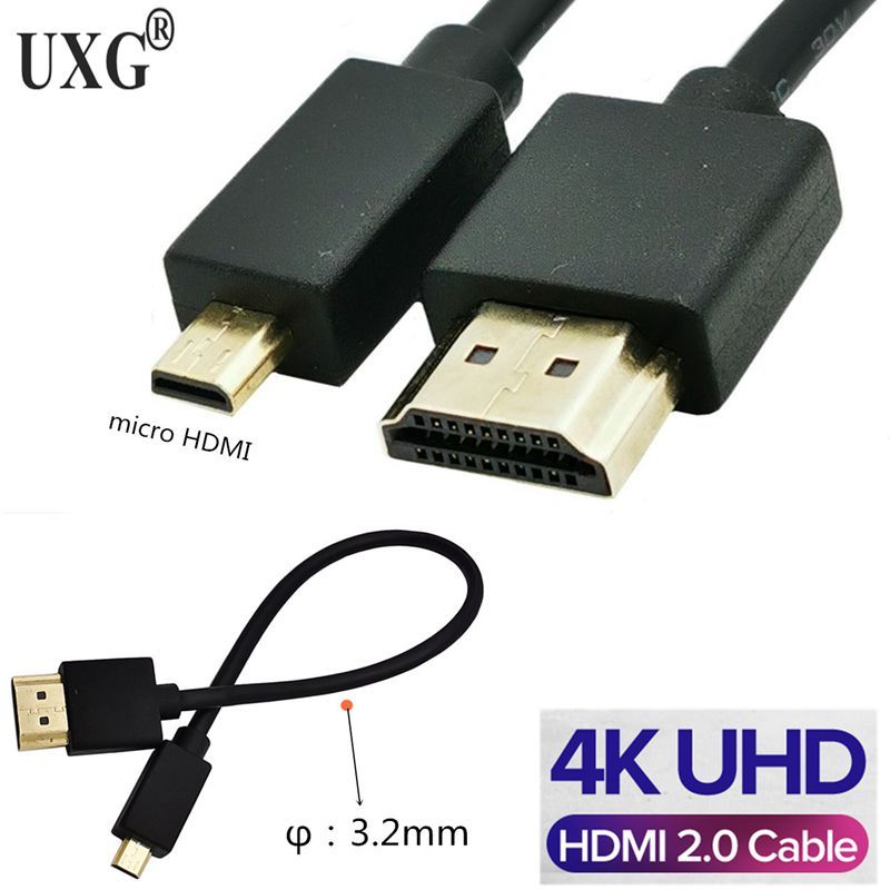 OD 3.0mm Mini HD To Hd Coiled Cable HDMI-2.0 To Micro HDMI-compatible Stretch Spring Curl Flexible Thin Cables 2k 4k Hd @60hz