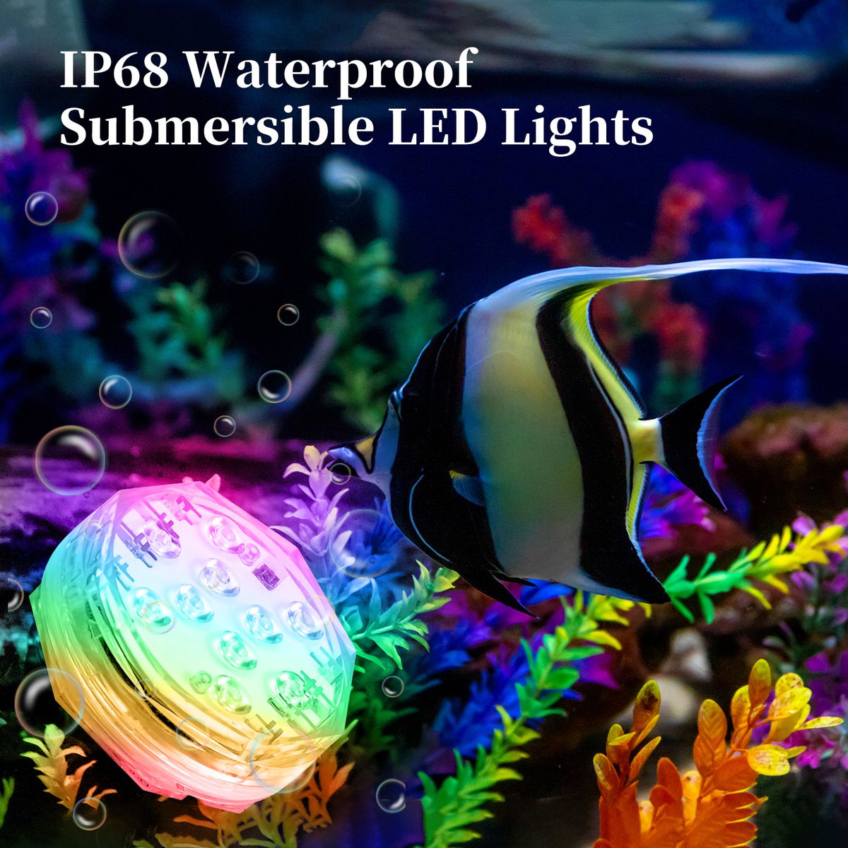 5PCS Submersible LED Lights With Remotes RGB 15 Colors