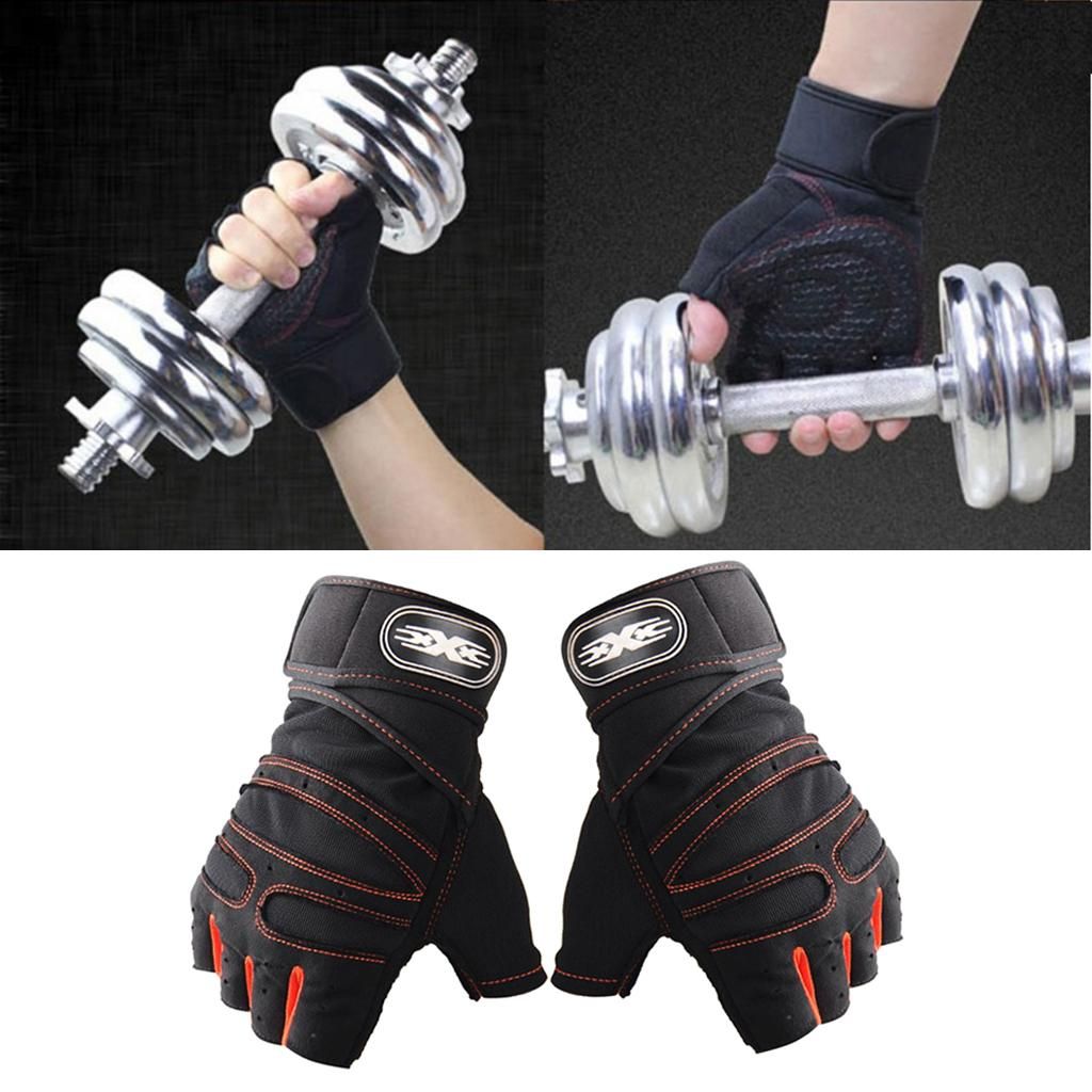 1 Pair Men's Gym  Sports Exercise Weight Lifting Black+Orange XL