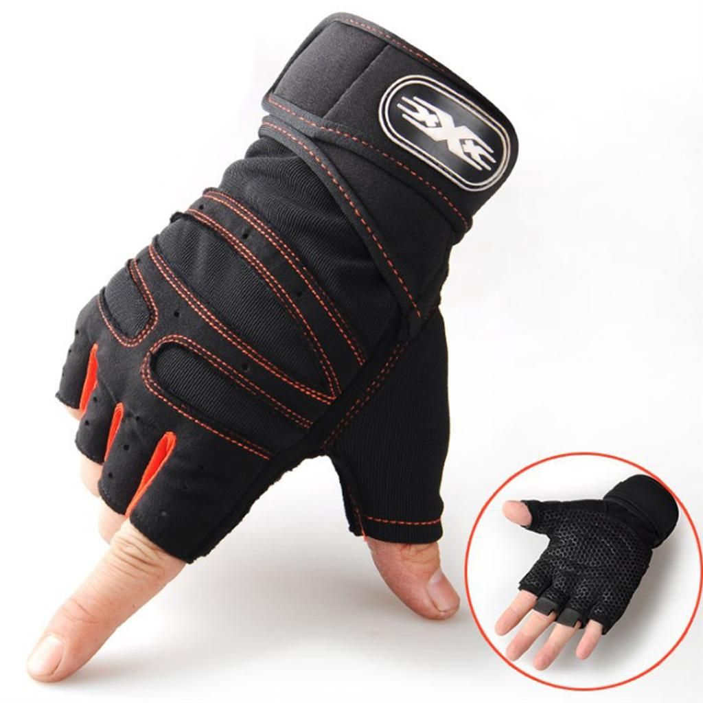 1 Pair Men's Gym  Sports Exercise Weight Lifting Black+Orange XL