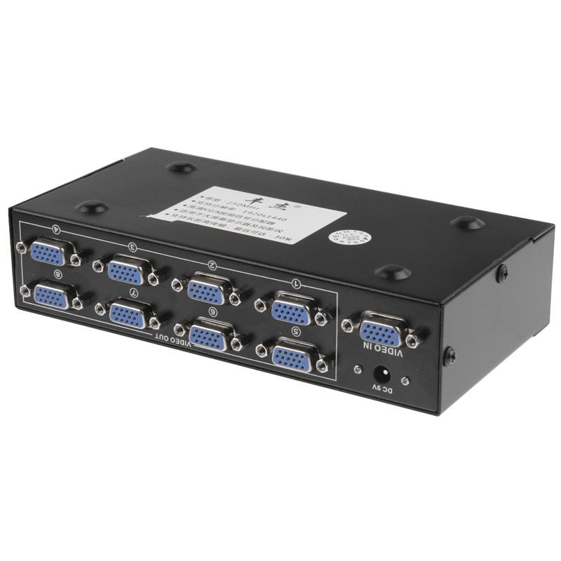 FJ-2508A 8 Port VGA Video Splitter High Resolution 1920 X 1440 Support 250MHz Video