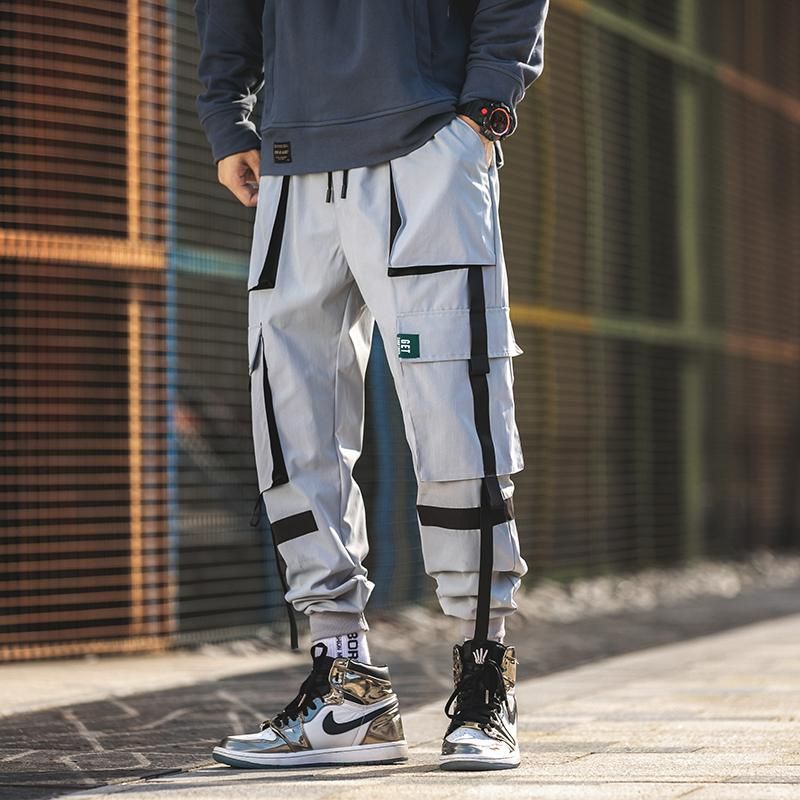 Bombaching Pants with Mens Ribbons Street Clothing With Multiple High Quality New Quality Pockets
