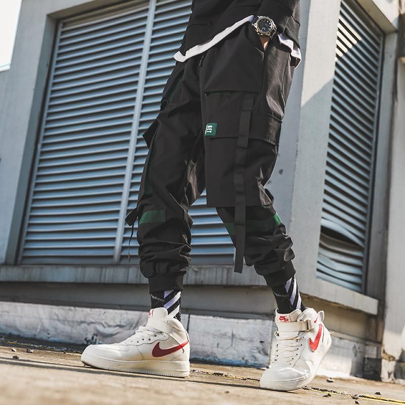 Bombaching Pants with Mens Ribbons Street Clothing With Multiple High Quality New Quality Pockets