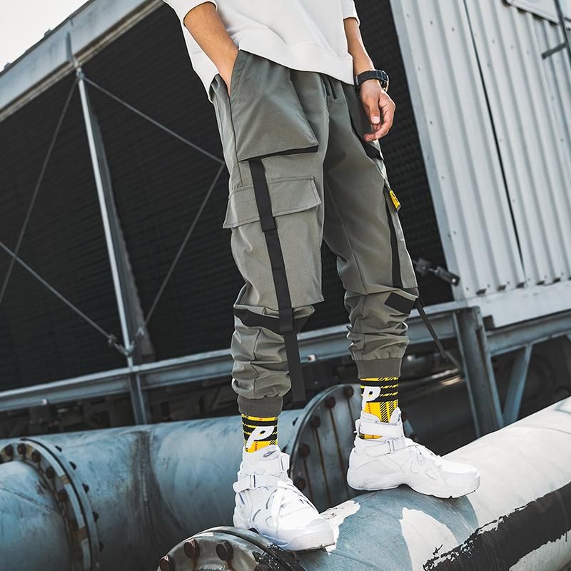 Bombaching Pants with Mens Ribbons Street Clothing With Multiple High Quality New Quality Pockets