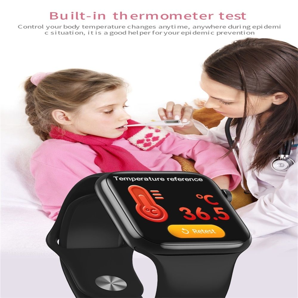 Smart Watch, IP67 Waterproof, Support Temperature/Heart Rate/Blood Pressure/Sleep  Monitoring(Pink)