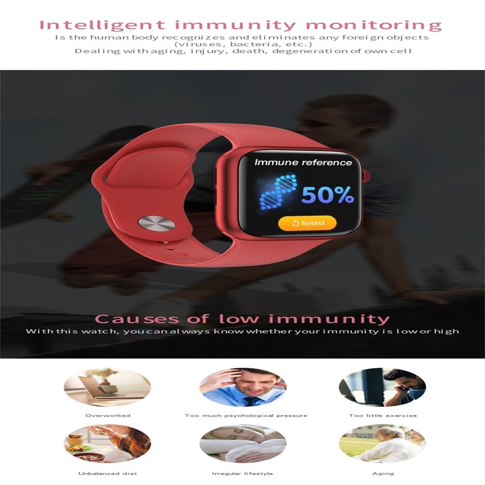 Smart Watch, IP67 Waterproof, Support Temperature/Heart Rate/Blood Pressure/Sleep  Monitoring(Pink)