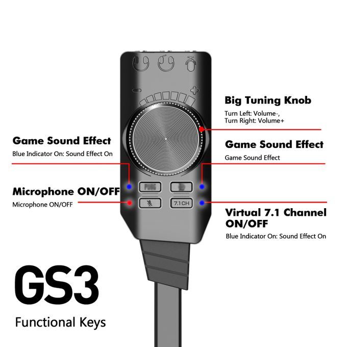 GS3 USB 2.0 External Sound Card Virtual 7.1 Channel