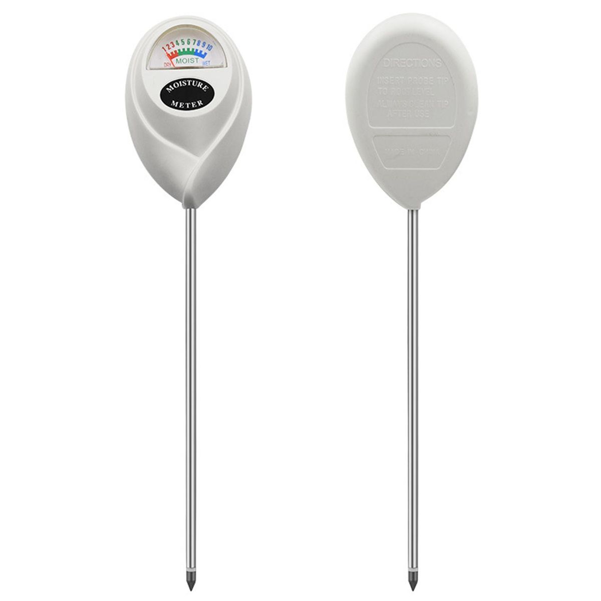 Lawn Moisture Meter Premium Stainless Steel Soil Moisture for Indoor White