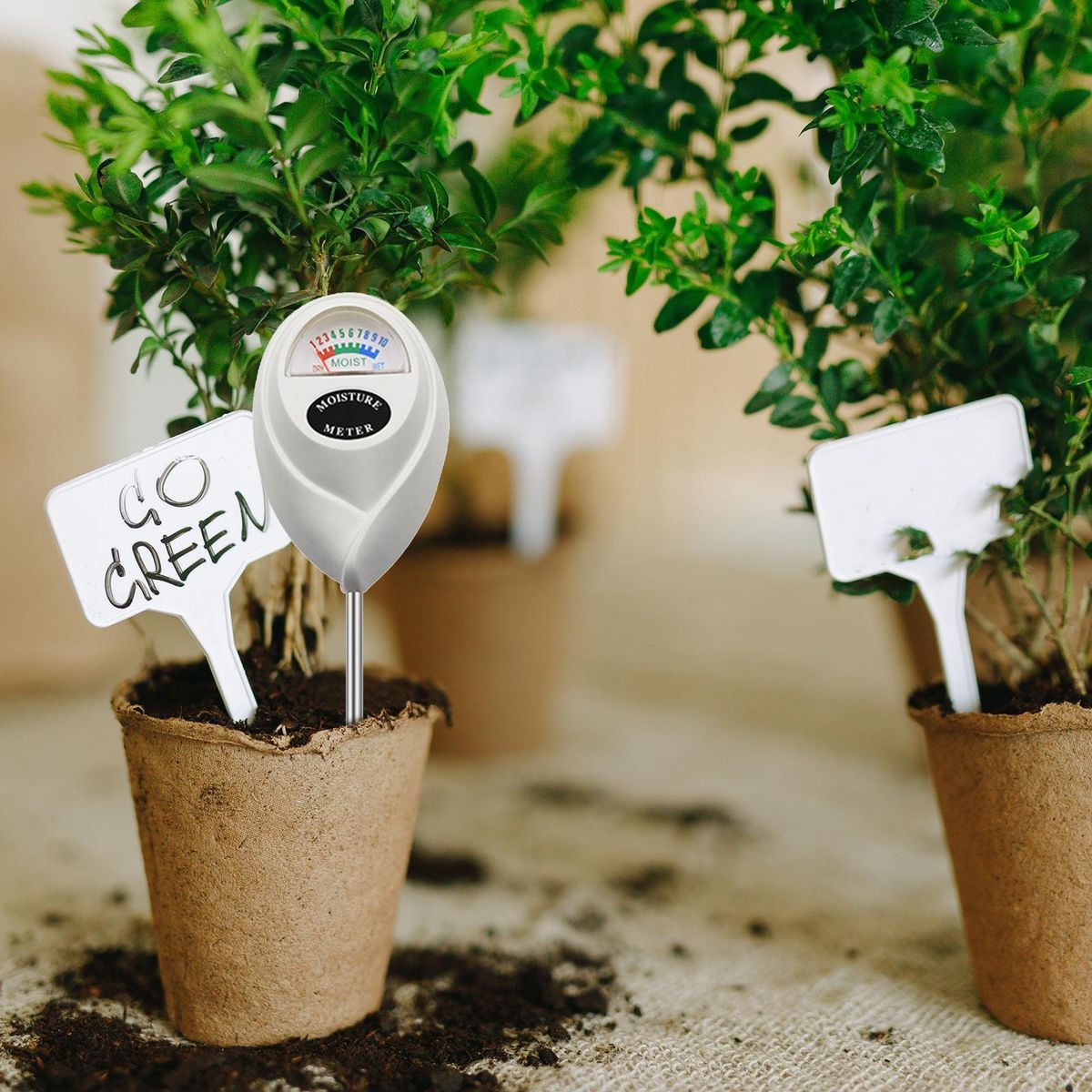 Lawn Moisture Meter Premium Stainless Steel Soil Moisture for Indoor White
