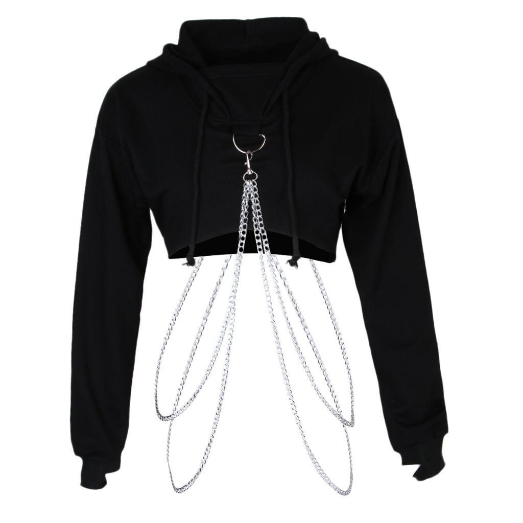 Womens Teen Crop Top Fashion Pullover Hooded Jumper Sweatshirts