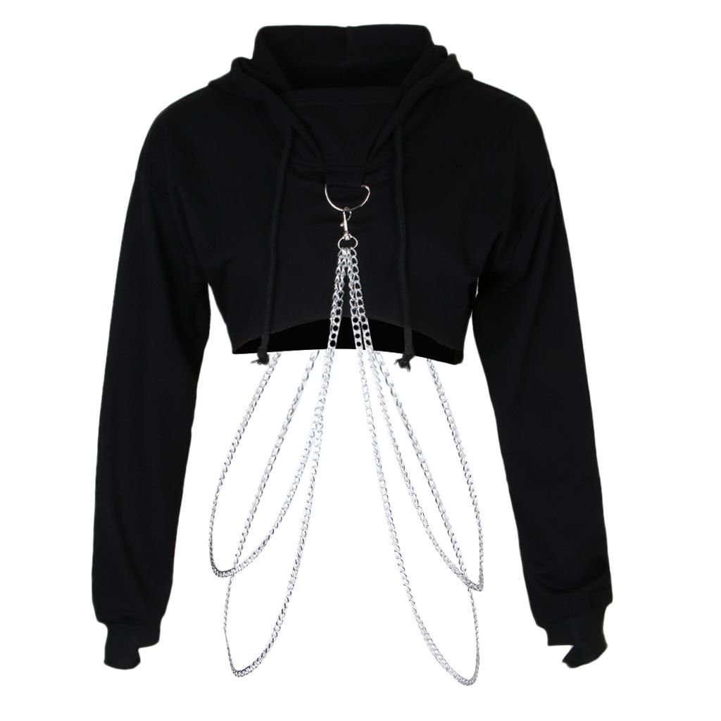 Womens Teen Crop Top Fashion Pullover Hooded Jumper Sweatshirts