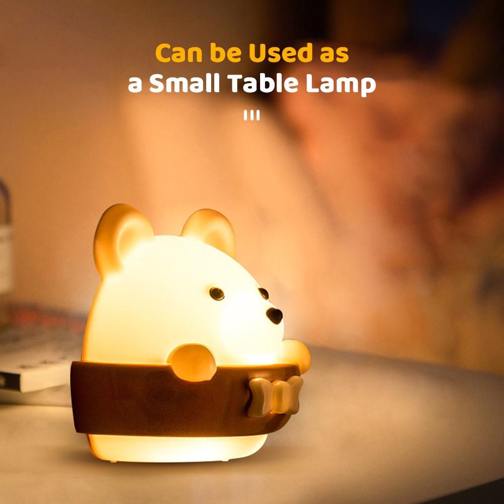 Cute Bear Baby Night Light Baby Bedside Lamp Kids Night Lights for Bedroom Cold & Warm Light 10 Adjustable Brightness Built-in Battery with Remote Control