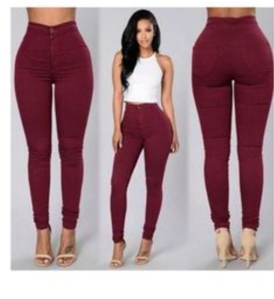Unique Wine Ladies High Waist Skinny Fitted Jeans