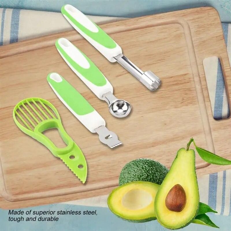 4Pcs Avocado Slicer Stainless Steel Fruit Vegetable Carving Tools Melon Scoop Apple Cherry fruit slicer Kitchen Gadgets