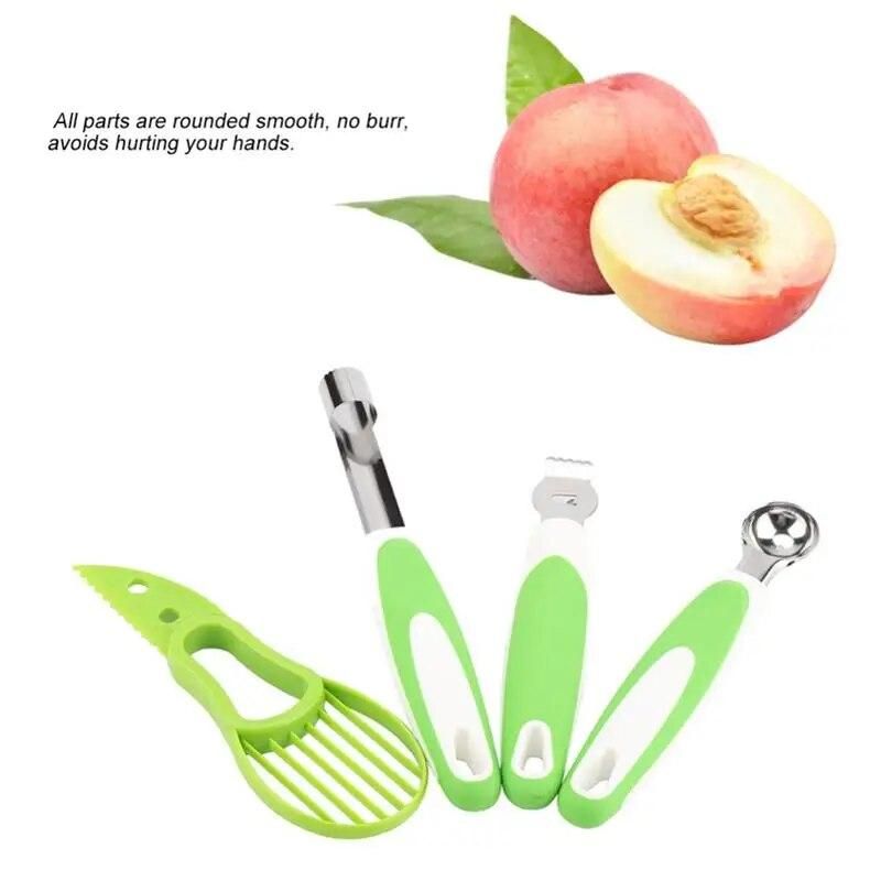 4Pcs Avocado Slicer Stainless Steel Fruit Vegetable Carving Tools Melon Scoop Apple Cherry fruit slicer Kitchen Gadgets