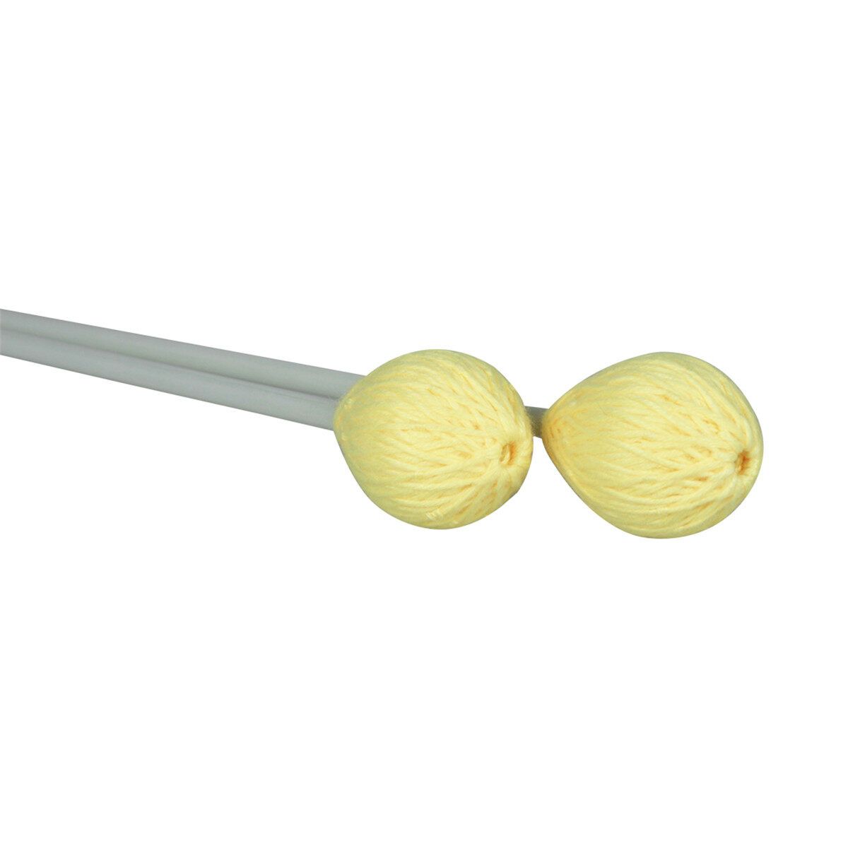 1 Pair Marimba Mallets Percussion Mallets With Nylon Yarn Head And Smooth Wood Handle For Beginners Yellow