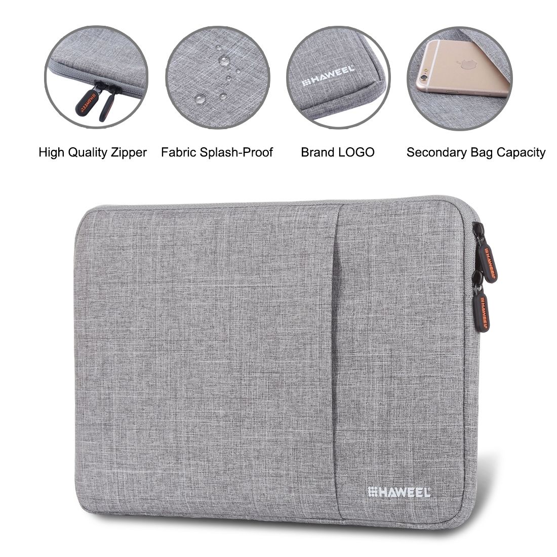 HAWEEL 11 Inch Sleeve Case Zipper Briefcase Carrying Bag, Forbook, Samsung, Lenovo, Sony, DELL Alienware, CHUWI, ASUS, HP, 11 Inch And Below Laptops / Tablets(Grey)