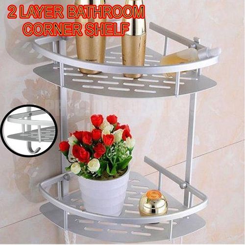 Wall Mount 2 Layer Bathroom Kitchen Corner Rack
