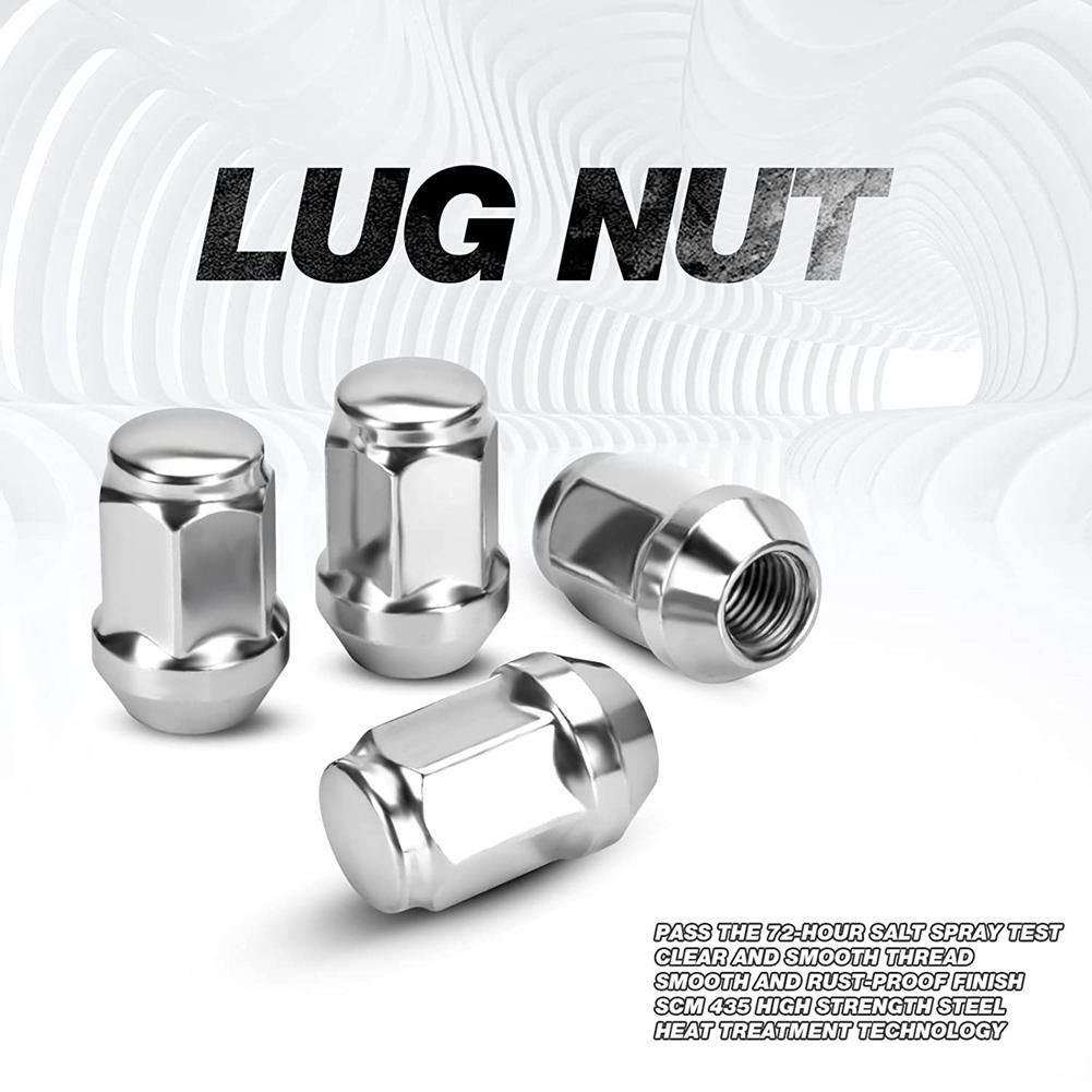 24PCS 12X15 Lug Nut Closed End Bulge Cone Lugnuts for 2007-2022 Cruiser2001-2007 Sequoia Silver