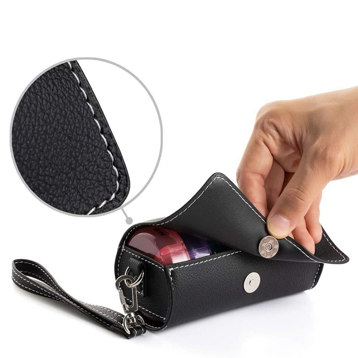 Portable 7 Days Pill Boxes Leather Case Set 7 Pill Boxes