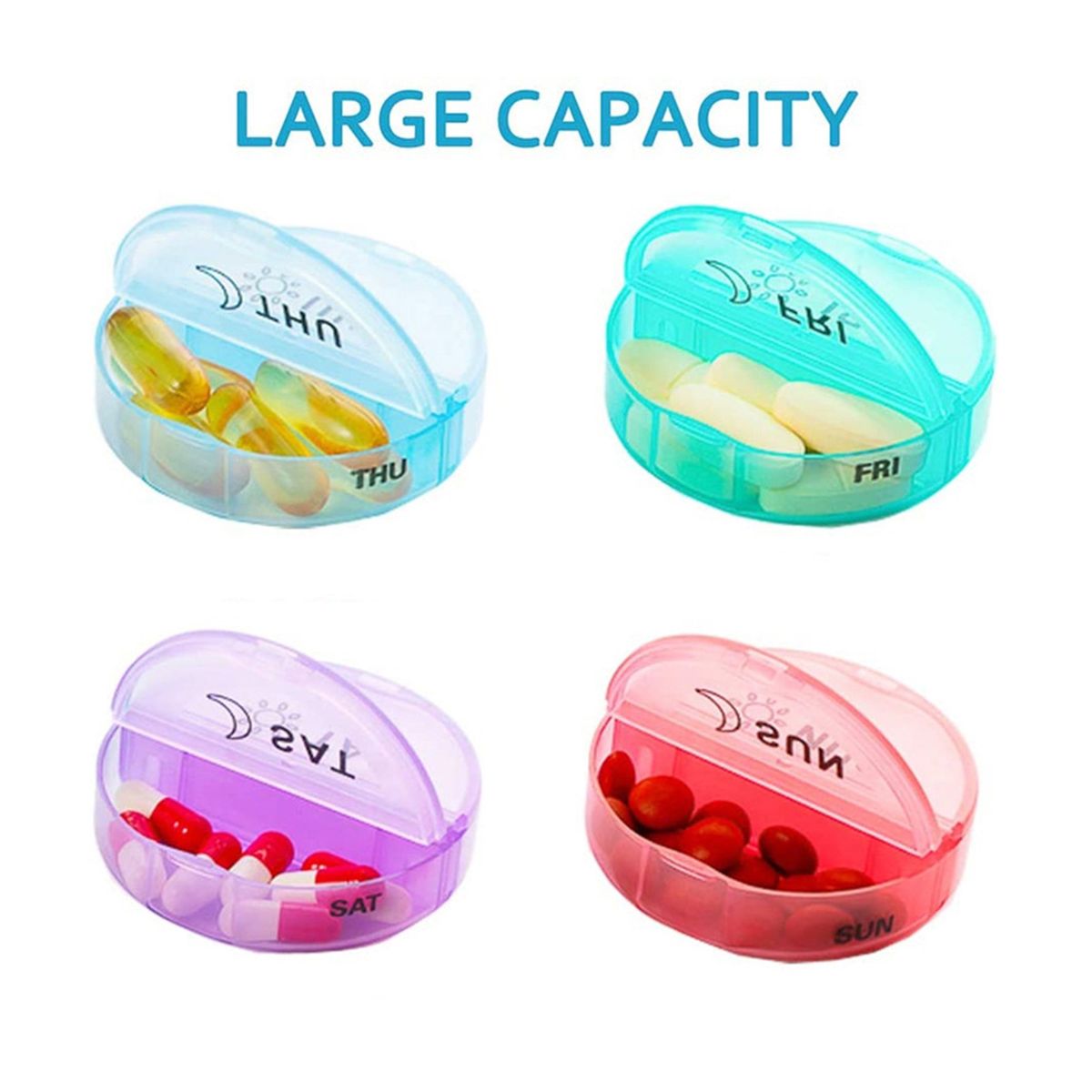 Portable 7 Days Pill Boxes Leather Case Set 7 Pill Boxes