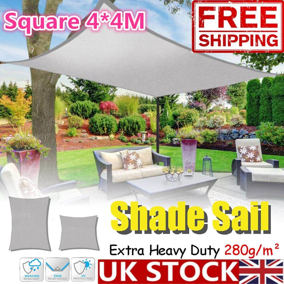 Canopy Awning Square 4*4m Awning Canvas Multi Size Heavy Duty Shade Sail In Grey Square 4 * 4m