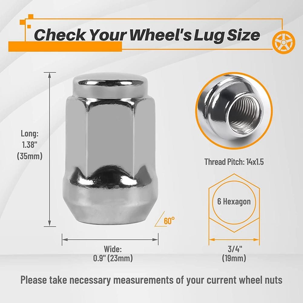 20Pcs 14X15 Lug Nuts - 19mm Lug Nut 138 inch Tall 34 inch Hex Chrome Lug Nuts for 1999-2021 1500