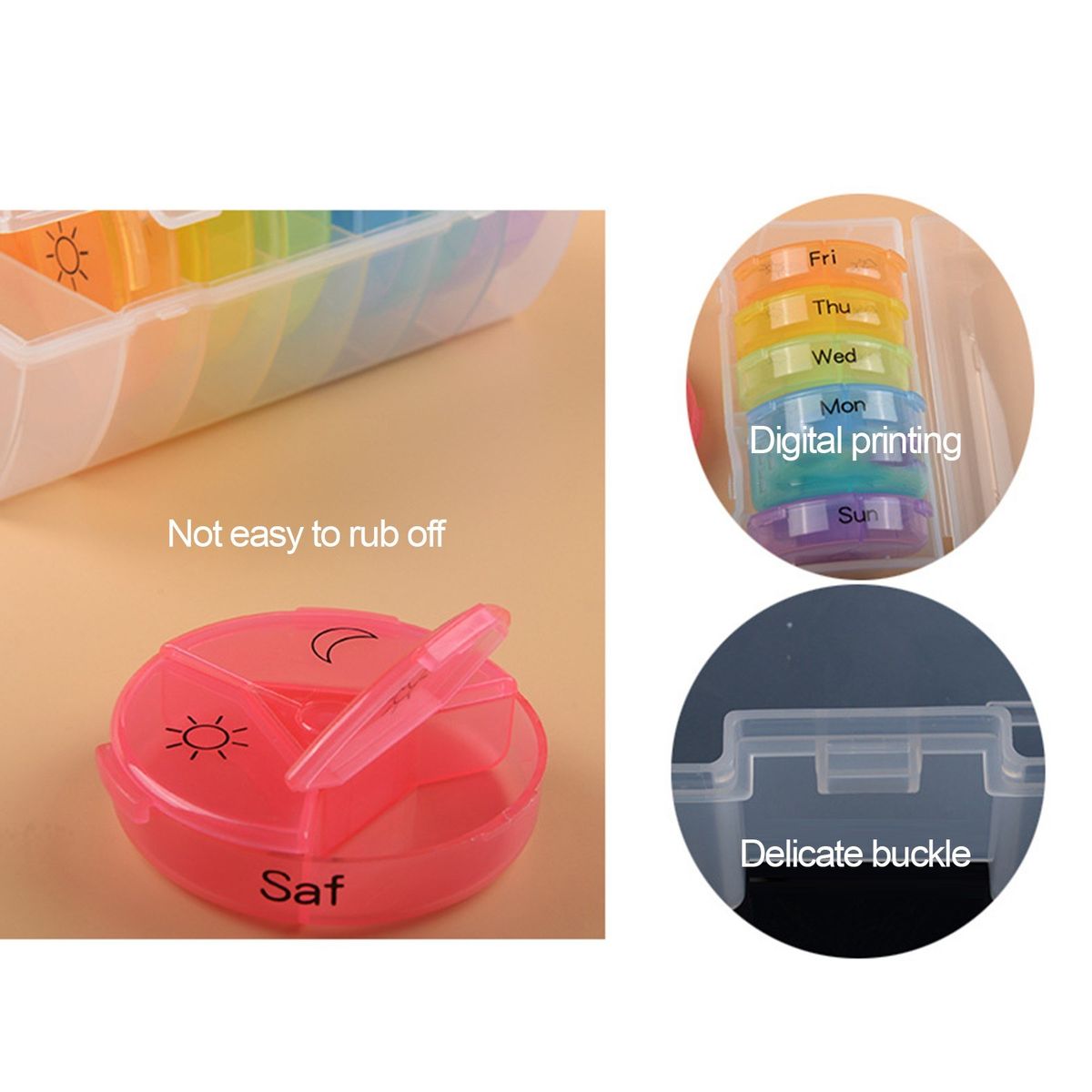 Weekly Pill Organizer Pill Box Large Compartments