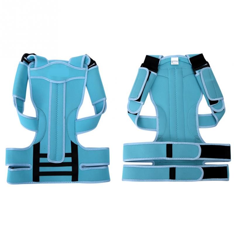 Adult Student Back Posture Correction Corset Lumbar Brace Shoulder Waist Spine Support Belt Brace Corrector For Men Women(#Blue)
