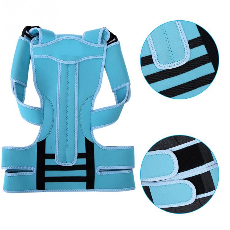 Adult Student Back Posture Correction Corset Lumbar Brace Shoulder Waist Spine Support Belt Brace Corrector For Men Women(#Blue)