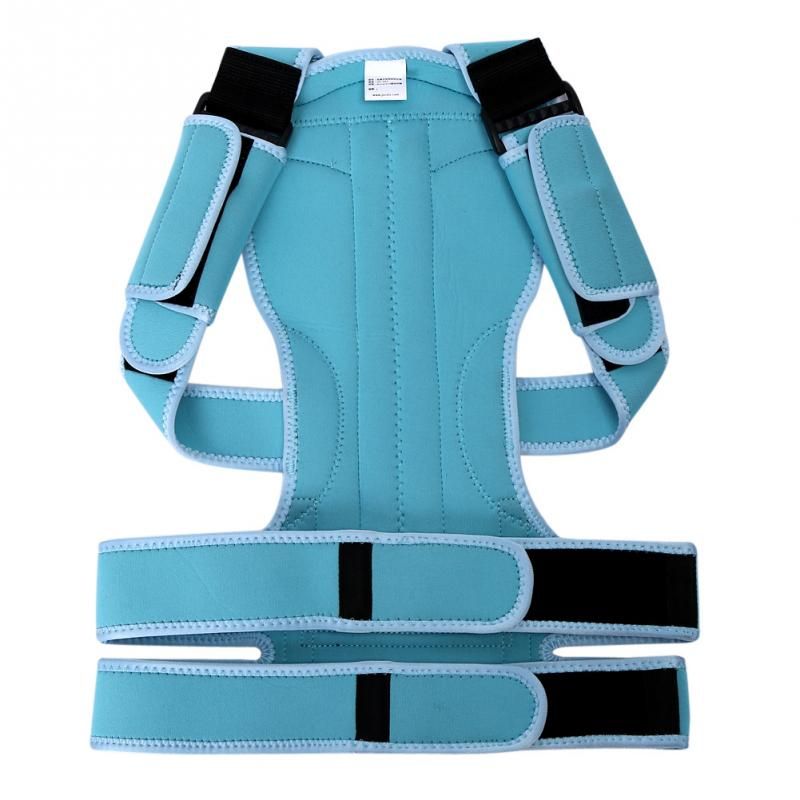 Adult Student Back Posture Correction Corset Lumbar Brace Shoulder Waist Spine Support Belt Brace Corrector For Men Women(#Blue)