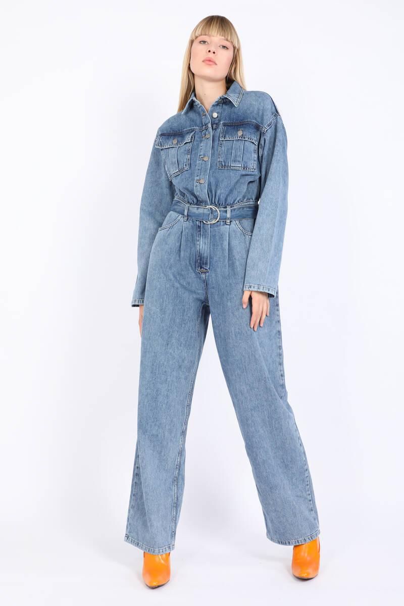 Women's Oversize Jean Jumpsuit Blue